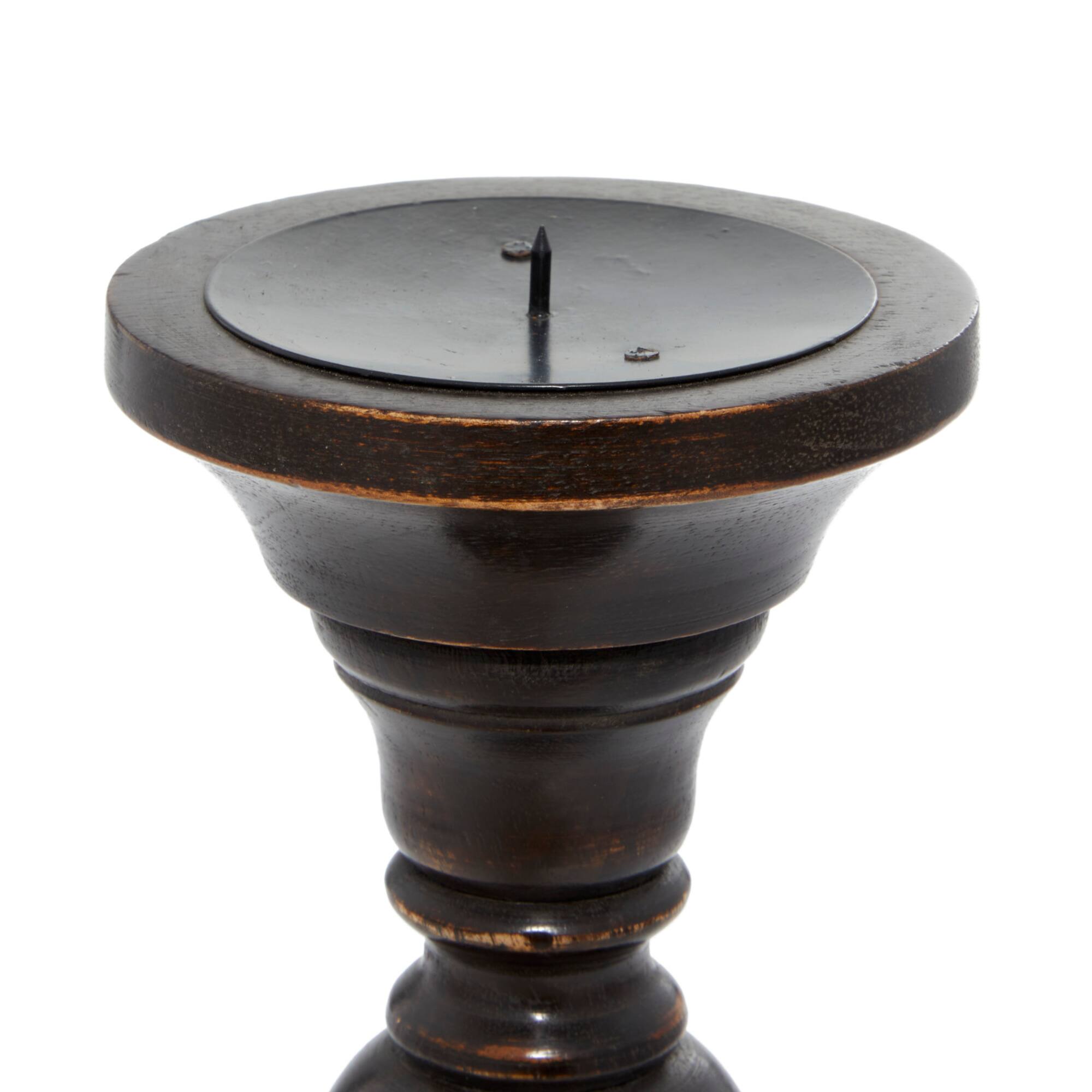 Black Mango Wood Farmhouse Candle Holder Set, 3ct.